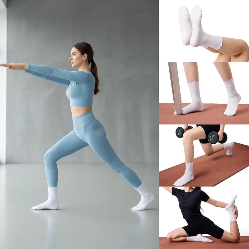 CoolMate Store Pilates Socks with Grips for Women, Yoga Socks, Crew Non Slip Women for Barre, Pilates Gifts - Image 3